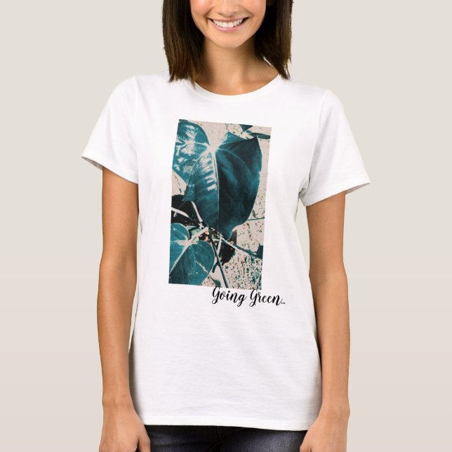 Grön Omsorg Växtblad Stilig Lång Tröja Topp (Framsida)