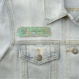 Grön Opal Företag Logotyp Namnskylt Namnbricka