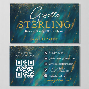 Grön Opal Sten QR-kod Visitkort