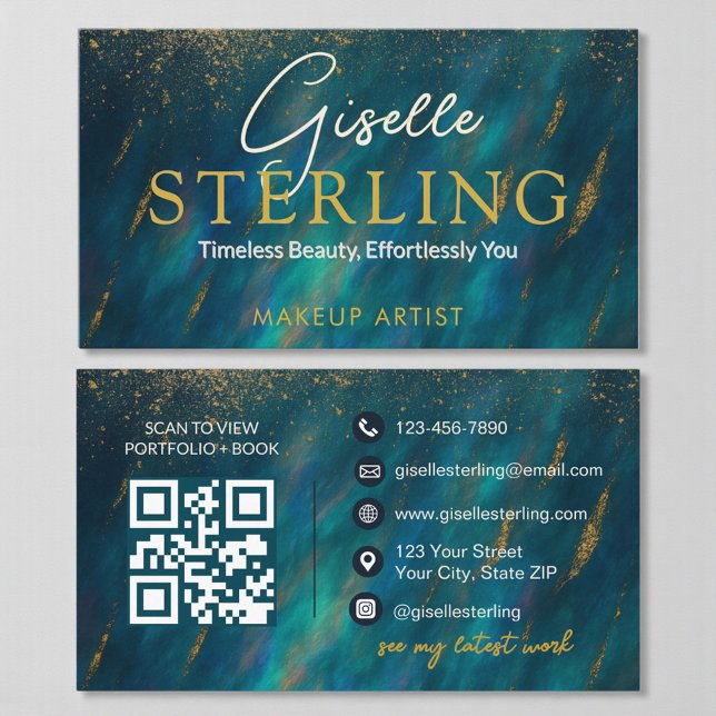 Grön Opal Sten QR-kod Visitkort (Skapare uppladdad)