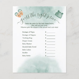 GRÖN & ORANGE AKVARELL BABYSHOWER-SPELET