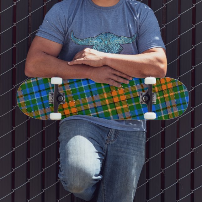 Grön Orange Blå Plaid Tartan Design  Mini Skateboard Bräda 18,5 Cm (Utomhus 3)