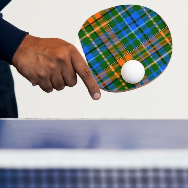 Grön Orange Blå Rutig Tartan Design  Pingisracket (Insitu)