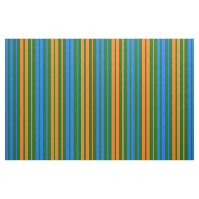 Grön Orange Blå Vertikalt Randigt Mönster   Tyg (Fat Quarter)