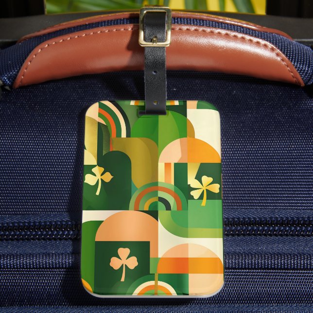 GRÖN ORANGE GUL ABSTRAKT IRLÄNDSKT MÖNSTER BAGAGEBRICKA (Framsida Insitu 2)