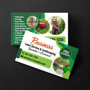 Grön & Orange Lawncare Landskapsarkitektur & Gräse Visitkort