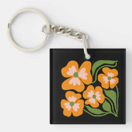Grön & Orange Modern Abstrakt Blommig