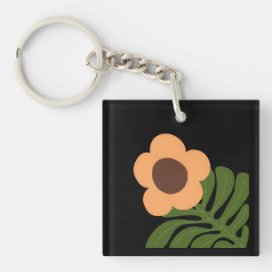 Grön & Orange Modern Abstrakt Blommig