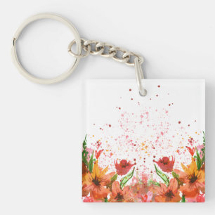 Grön & Orange Modern Abstrakt Blommig
