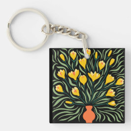 Grön & Orange Modern Abstrakt Blommig