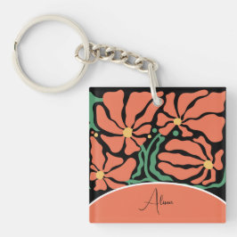Grön & Orange Modern Abstrakt Blommig