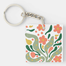 Grön & Orange Modern Abstrakt Blommig
