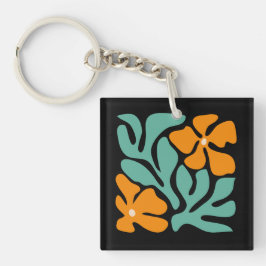 Grön & Orange Modern Abstrakt Blommig