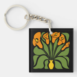 Grön & Orange Modern Abstrakt Blommig