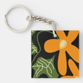 Grön & Orange Modern Abstrakt Blommig