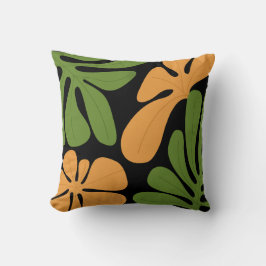 Grön & Orange Modern Abstrakt Blommig Kudde