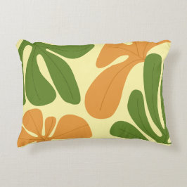 Grön & Orange Modern Abstrakt Blommig Prydnadskudde