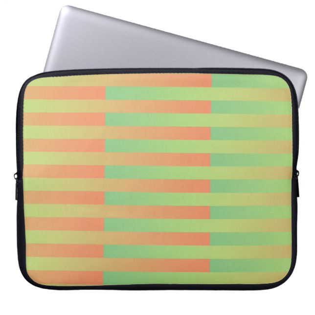 Grön Orange Randigt Mönster Laptop Fodral (Framsidan)
