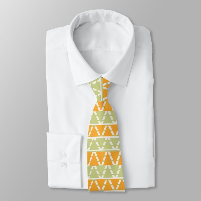 Grön Orange Triangel Ränder Slips (Bunden)