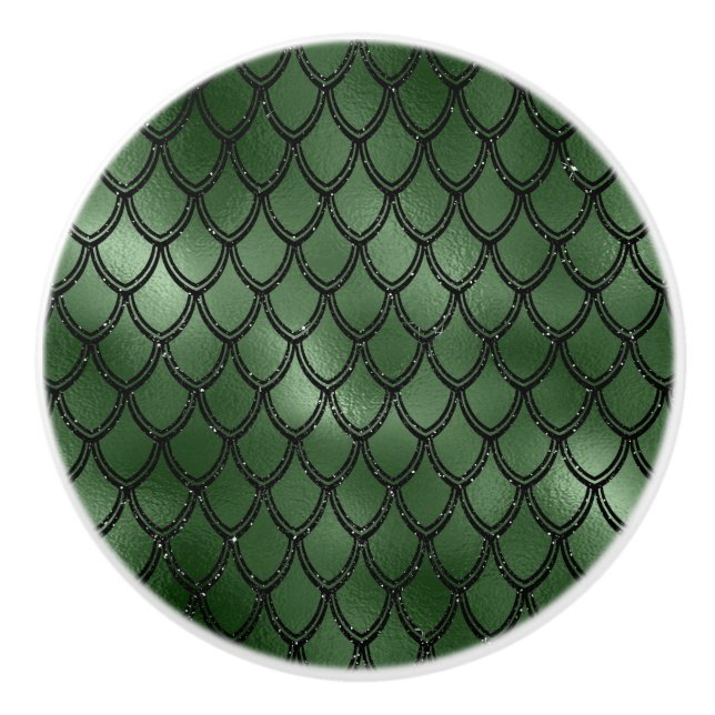 Grön Orm Serpent Reptil Mönster Knopp (Framsidan)
