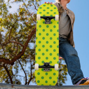 Grön på gul prickmönsterdesign mini skateboard bräda 18,5 cm
