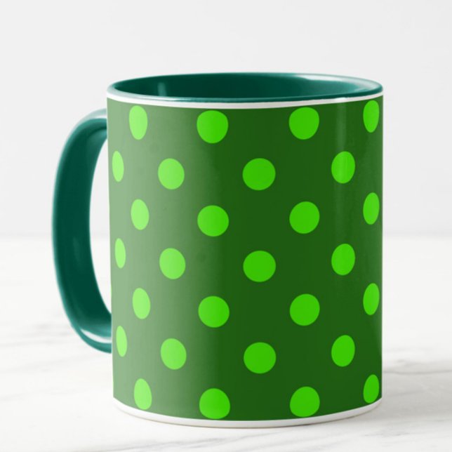 Grön på mörkgrön prickmönsterdesign  mugg (Skapare uppladdad)