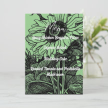 Grön på svart Solros Bröllopsmeny