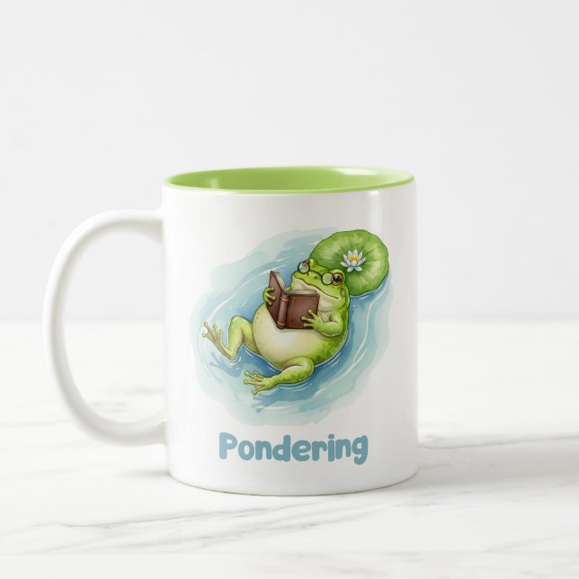 Grön Paddan Läsar Bok  Två-Tonad Mugg (Vänster)