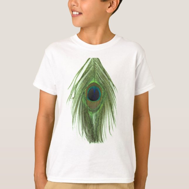 Grön påfågelfjäder D T-shirt (Framsida)