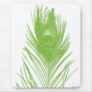 Grön påfågelfjäder Mousepad för limefrukt Musmatta