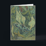 Grön påfågelspinnare av Vincent van Gogh Kort<br><div class="desc">Stor påfågelspinnare eller Kejsarspinnare av Vincent van Gogh är en vintage fin konst post-impressionism naturmålning. En jätte kejsarspinnare flyger bland blommor och växter i en bakgårdsträdgård. Van Gogh använde fjärilar i sina verk som en symbol för hopp. Dödskallefjärilen är nattaktiv och ses sällan. Bakom fjärilen finns en bakgrund av svinröksblommor....</div>