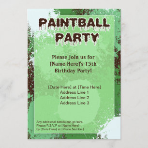 Grön Paintballpartyinbjudan Inbjudningar