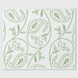 "Grön Paisley Blomma" Elegant Blommig Presentförpa Presentpapper