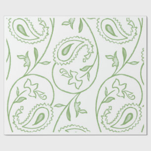 "Grön Paisley Blomma" Elegant Blommig Presentförpa Presentpapper