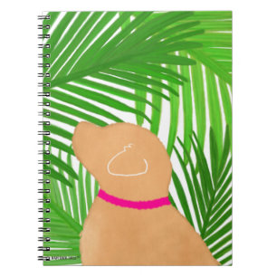 Grön Palmträd Ö Grön Palmträd Ö Gul Hund Anteckni Anteckningsbok