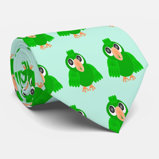 Grön papegojdesign slips (Rullad)