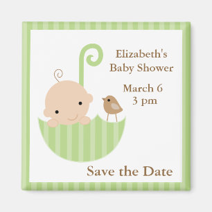 Grön paraplyneutraltbaby shower magnet