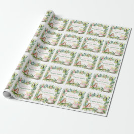Grön Pastell Fågel Första Födelsedag - Presentpapper