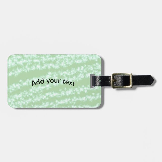 Grön pastell glitter glans namn text boho retro  bagagebricka (Horisontell Framsida)