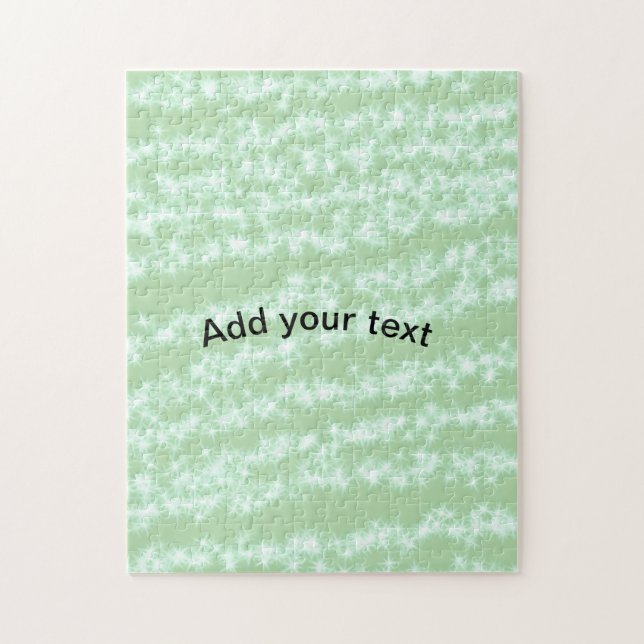 Grön pastell glitter glans namn text boho retro  pussel (Vertikal)