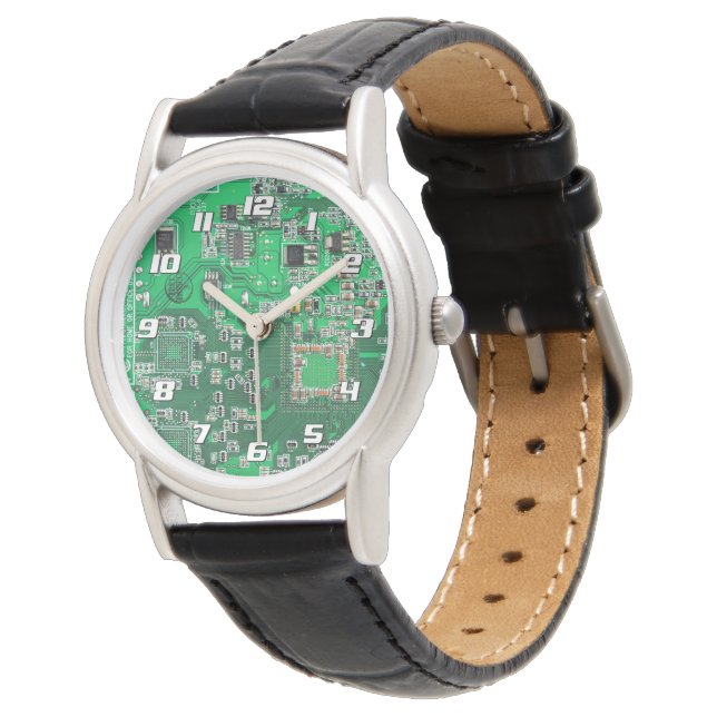 Grön PCB-kretskortdesign för IT-proffs Armbandsur (Vinklad)