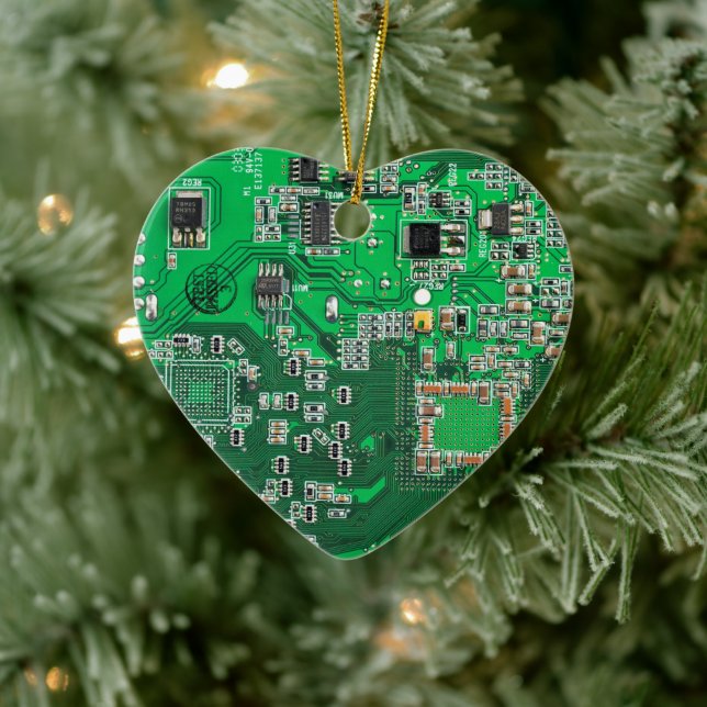 Grön PCB-kretskortdesign för IT-proffs Julgransprydnad Keramik (Träd)