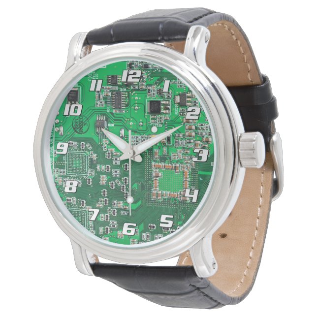 Grön PCB-kretskortsdesign för IT-proffs Armbandsur (Vinklad)