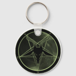 Grön Pentagram Nyckelring