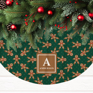 Grön Pepparkaksgubbe Monogram Jul Julgransmatta Borstad Polyester