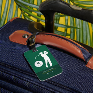 Grön Personlig Golfare Monogram Bagagebricka