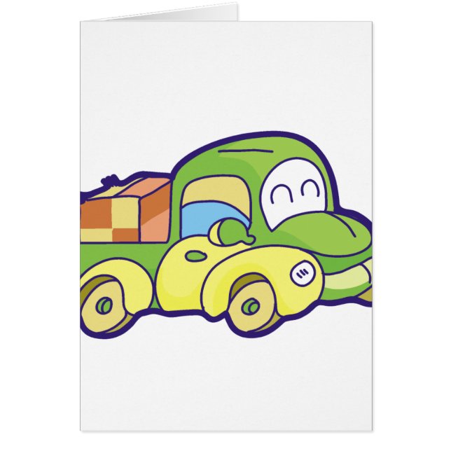 Grön pickup lastbil hälsningskort (Framsidan)