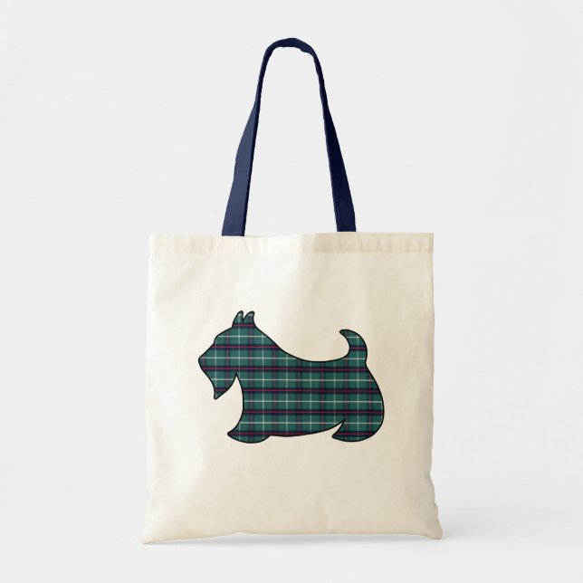 Grön Plaid Scottish Terrier-handväskan Tygkasse (Framsidan)