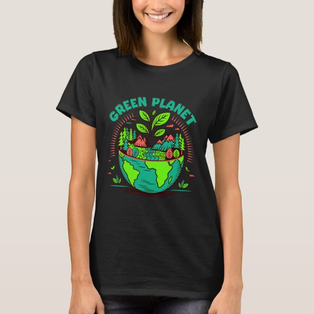 Grön planet jordens dag T-Shirt (Framsida)