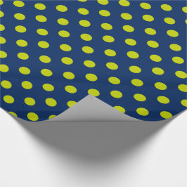 Grön polka dots för limefrukt på marinblått presentpapper